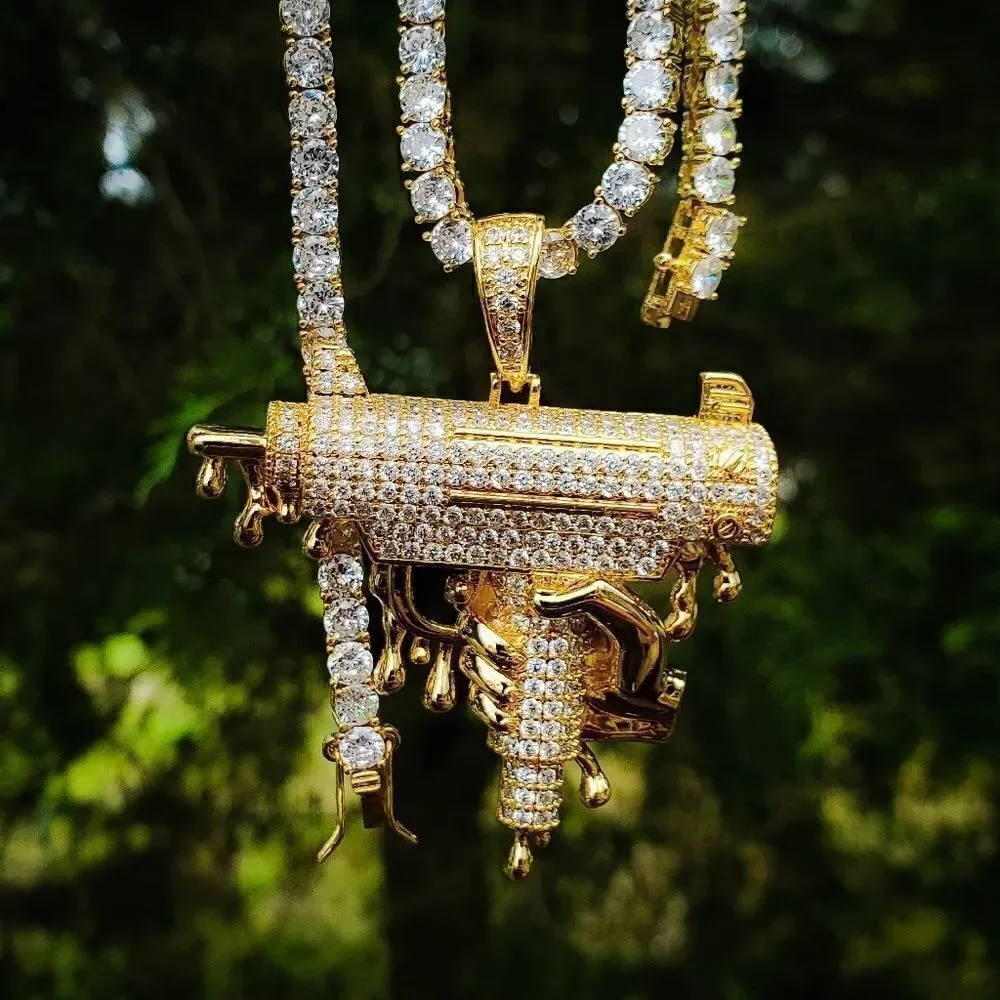 14k gold plated Uzi Drip tennis necklace